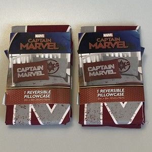 Set of 2 Captain Marvel Reversible Pillowcases Standard Size 20x30" Microfiber